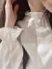 French Edge Stand Collar Loose Cardigan White Women's Shirt, 2025 Autumn/Winter Collection