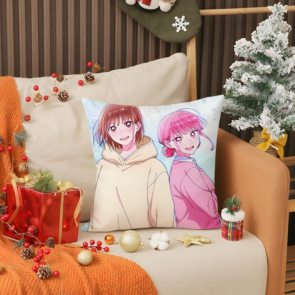Blue Box Anime Pillow Case Living Room Sofa Decorative Cushion Cover Simple Household Light Luxury Printed Pillow