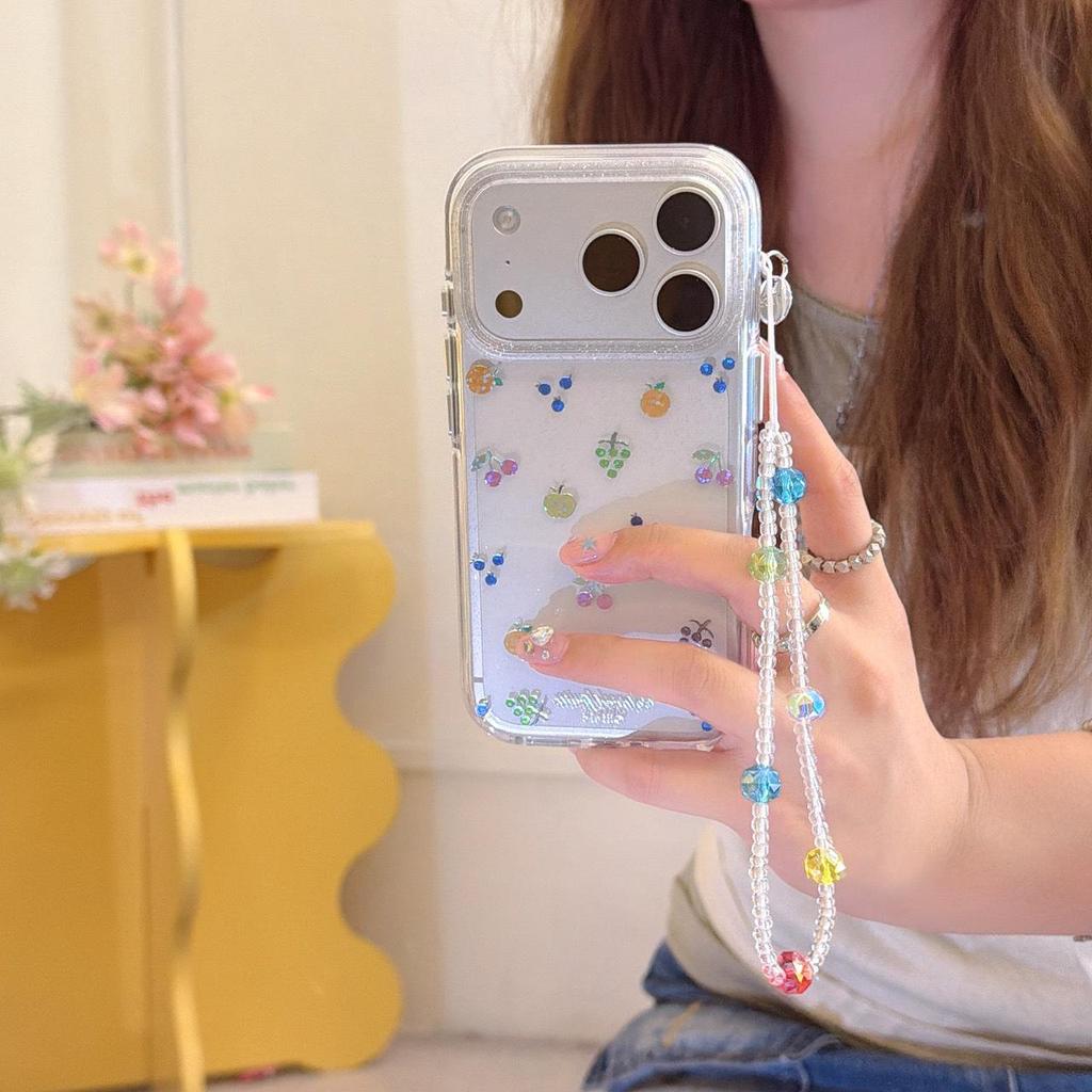 Summer Gilded Colorful Fruits Phone Case for iPhone 14/15/16 Pro Max (Round Edge)