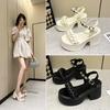Rhinestone sandals 2025 summer new popping board Internet celebrity muffin platform Internet celebrity Roman women sandals