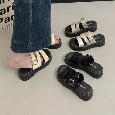 Retro Cool Slippers Women's Platform Slippers Summer 2025 New Fashion Casual Versatile Beach Cool Slippers