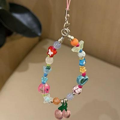 Buntes Schmetterling Kirsch Perlen Handy-Lanyard Ins-Stil CCD-Kamera Kettenanhänger Dekor Neu Trendig Koreanisch Japanisch