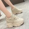 Damen Klobige Mesh Sneaker Plateau Damen Trainer 9CM Keile Freizeitschuhe Designer Herbst Schnürer Atmungsaktiv Dad Shoes Frau