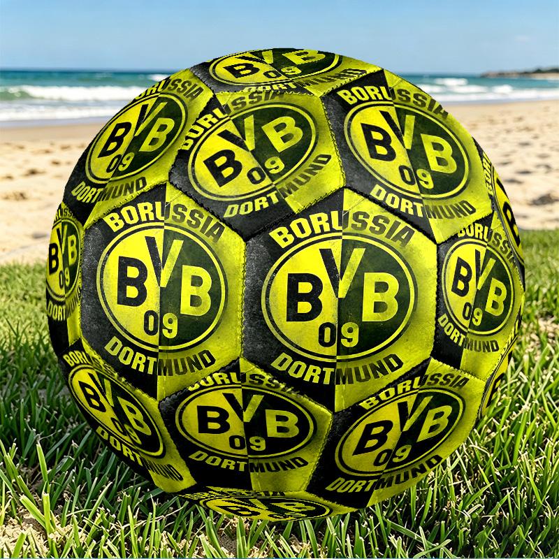 Borussia Dortmund Print Size 5 Soccer Ball, PU Wear Resistant Football for Match Training and Daily Practice, Birthday Gift for Soccer Fans
