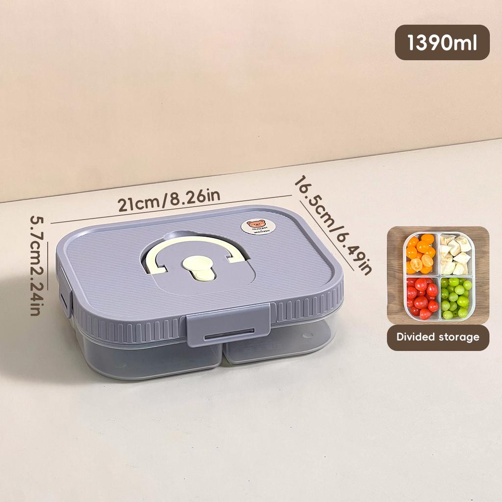 Large Capacity Plastic Bento Box With Compartment Microwave Heatable Divided Lunch Box For Kids Students Leak-proof Food Box