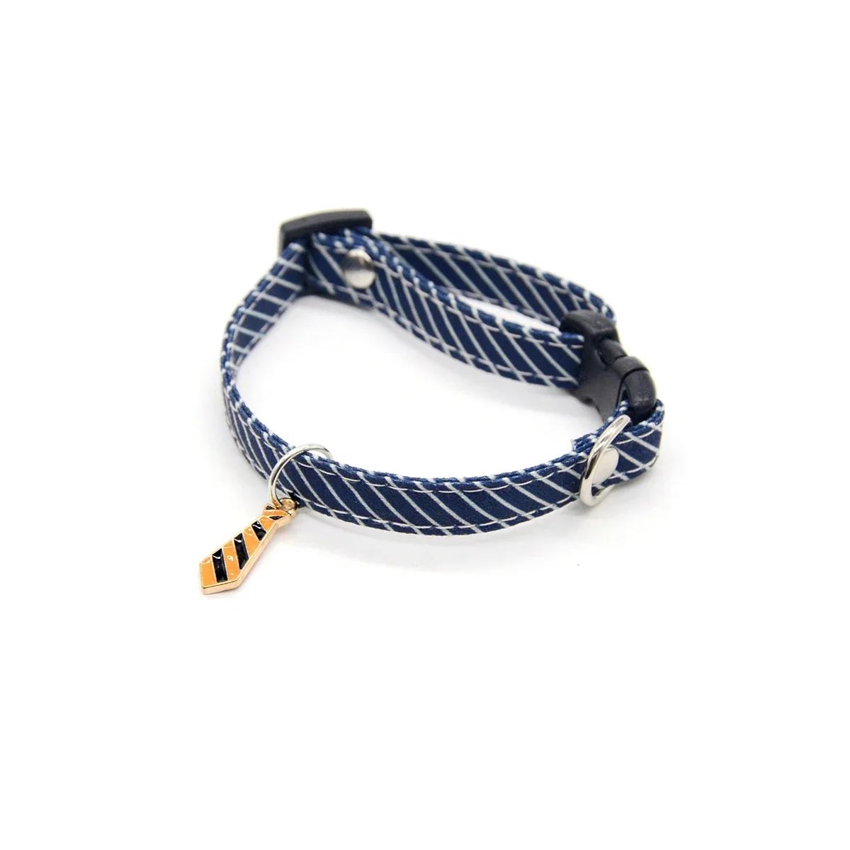 

Simple Style Stylish Striped Cat Collar with Orange Pendant Fashion Durable Polyester S/M/L Adjustable Used for Cats and Dogs M тёмно-синий