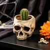 Halloween Desk Organizer Skull Planter, Resin Head Flower Pot, Candy Bowl, Spooky Party Supplies Gothic Decoration for Tabletop Home Bar Office Makeup