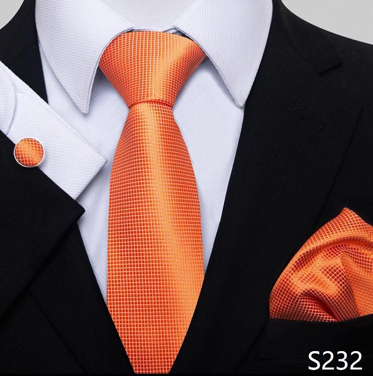 Newest Style Holiday Present Tie Pocket Squares Cufflink Set Necktie Men Dark Blue Wedding Accessories Office Cravat
