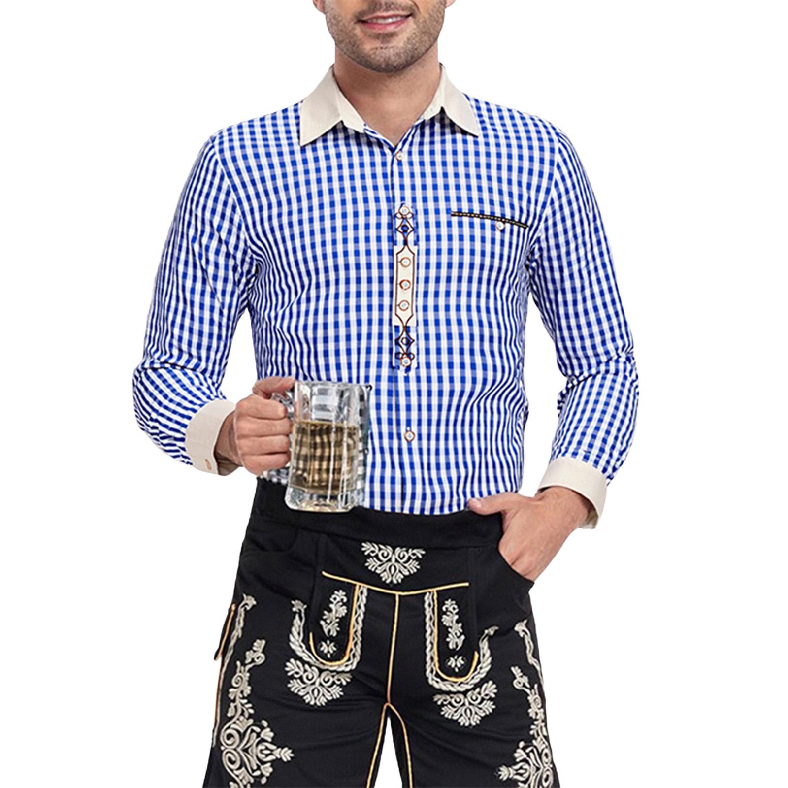 

Men s Plaid Casual Loose Button-Down Collar Long-Sleeved Shirt XL небо синє кольору