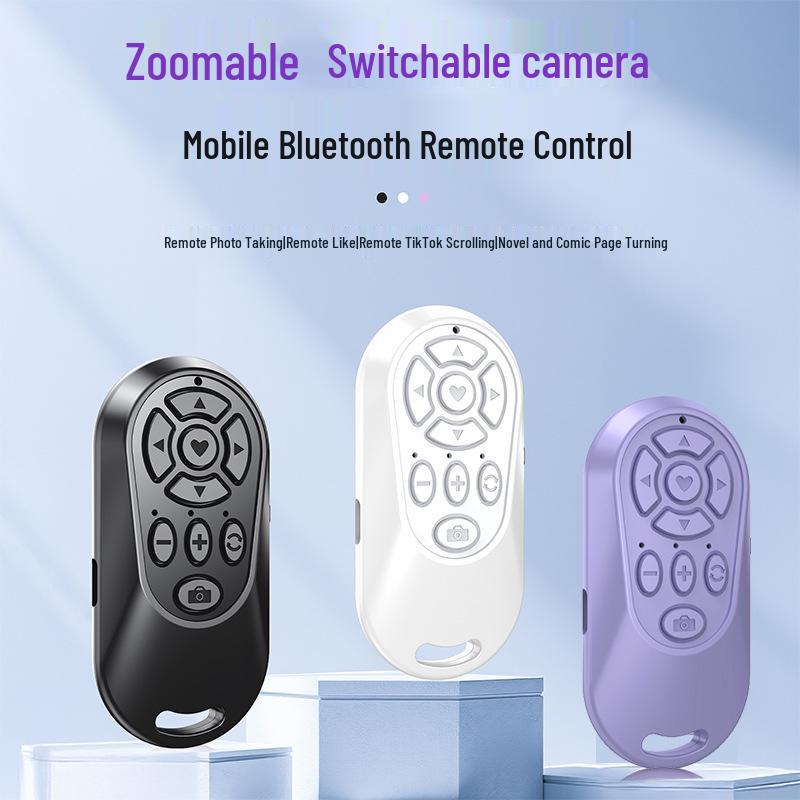 

Зум-керований Bluetooth-пульт і селфі-палиця для коротких відео, перегортання сторінок, регулювання фокусу та читання електронних книг (Модель 2025 року). BLE Battery White 6 Buttons [Bagged]