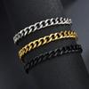 Silver/Gold/Black Cuban Chain Bracelet Stainless Steel Couple Bracelet  for Men Women