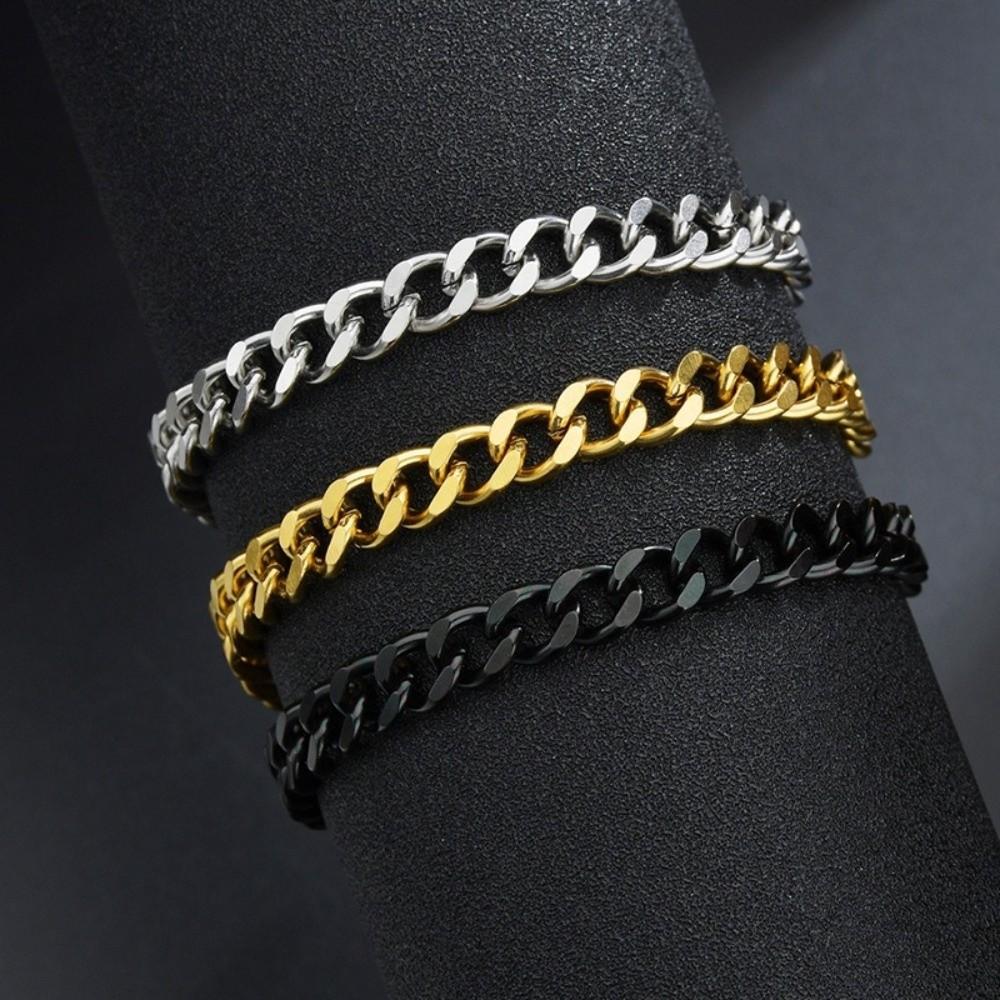 Silver/Gold/Black Cuban Chain Bracelet Stainless Steel Couple Bracelet for Men Women
