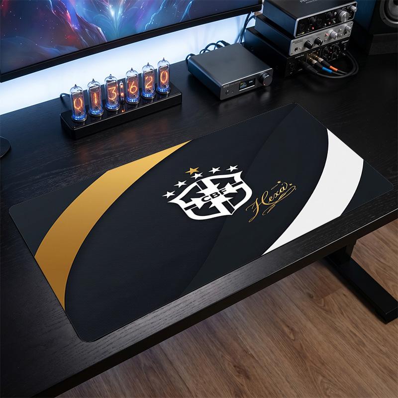 Brazil Football Crest Mouse Pad, Extended Non Slip Rubber Desk Mat for Gaming Office Laptop Fan Gift