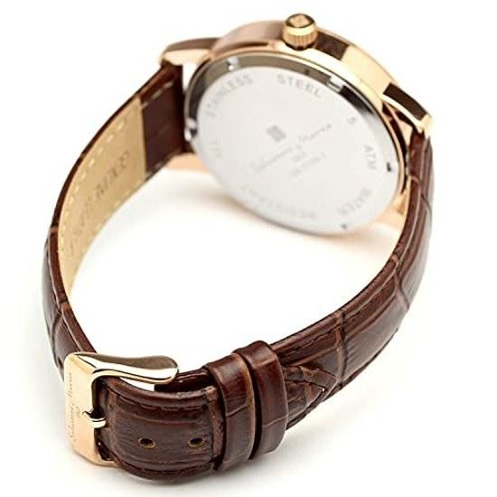 Salvatore Mara Armbanduhr Mondphase Multikalender 5 ATM wasserdicht Business Formal Herren Lederarmband limitiertes Modell Roségold Weiß