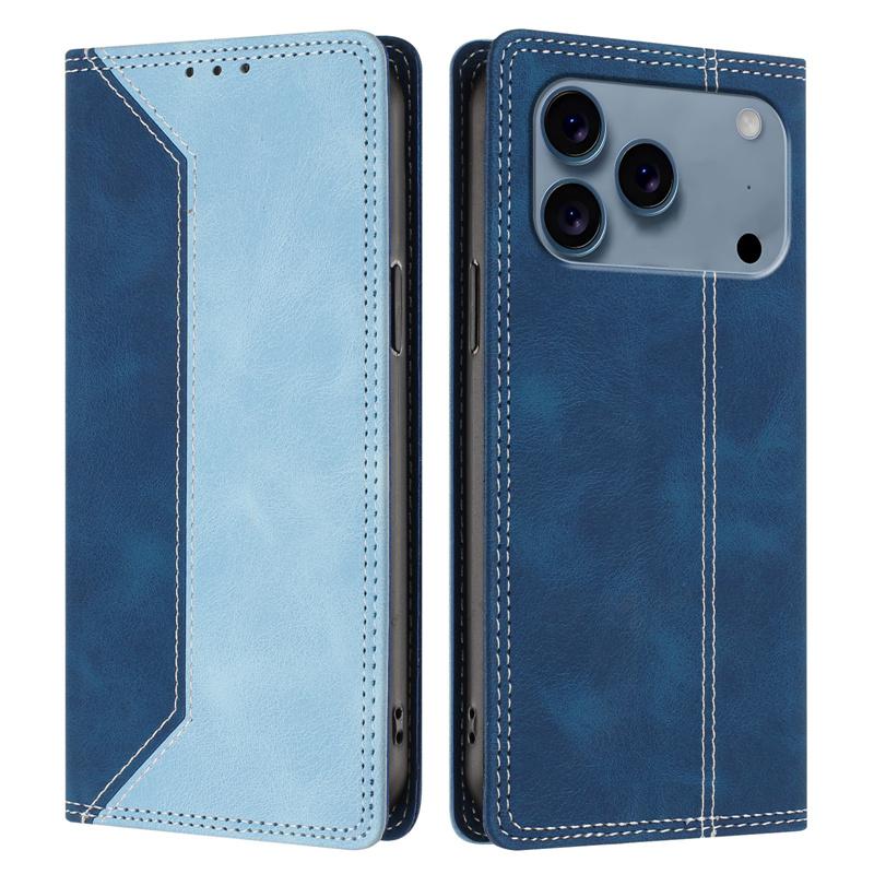 

Fashion Magnetic Flip PU Leather Phone Case For iPhone 17 Pro Max 17 Air 16E 16 Plus 15 14 13 12 11 XS XR X Wallet Card Holder Pocket Back Cover Coque iPhone 17 Pro Max світло-синій колір