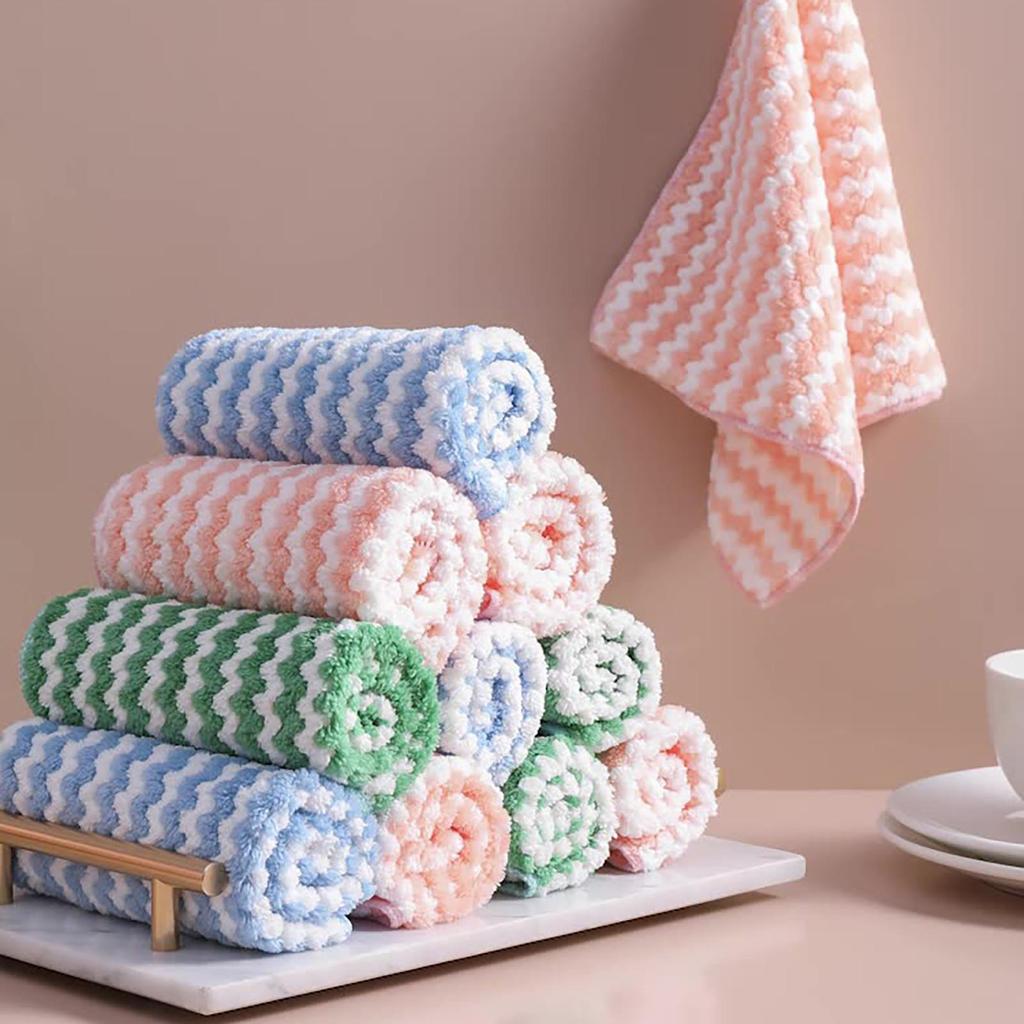 Microfiber Cleaning Rag Coral Velvet Dish Towels Kitchen Reuseable Cleaning Cloths 3pcs