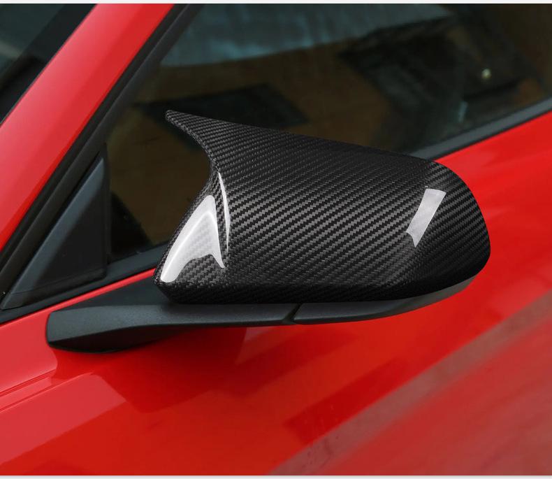 Ford Mustang Carbon Fiber Horn Rearview Mirror Cover Cap – Real Carbon Fiber Exterior Accessory