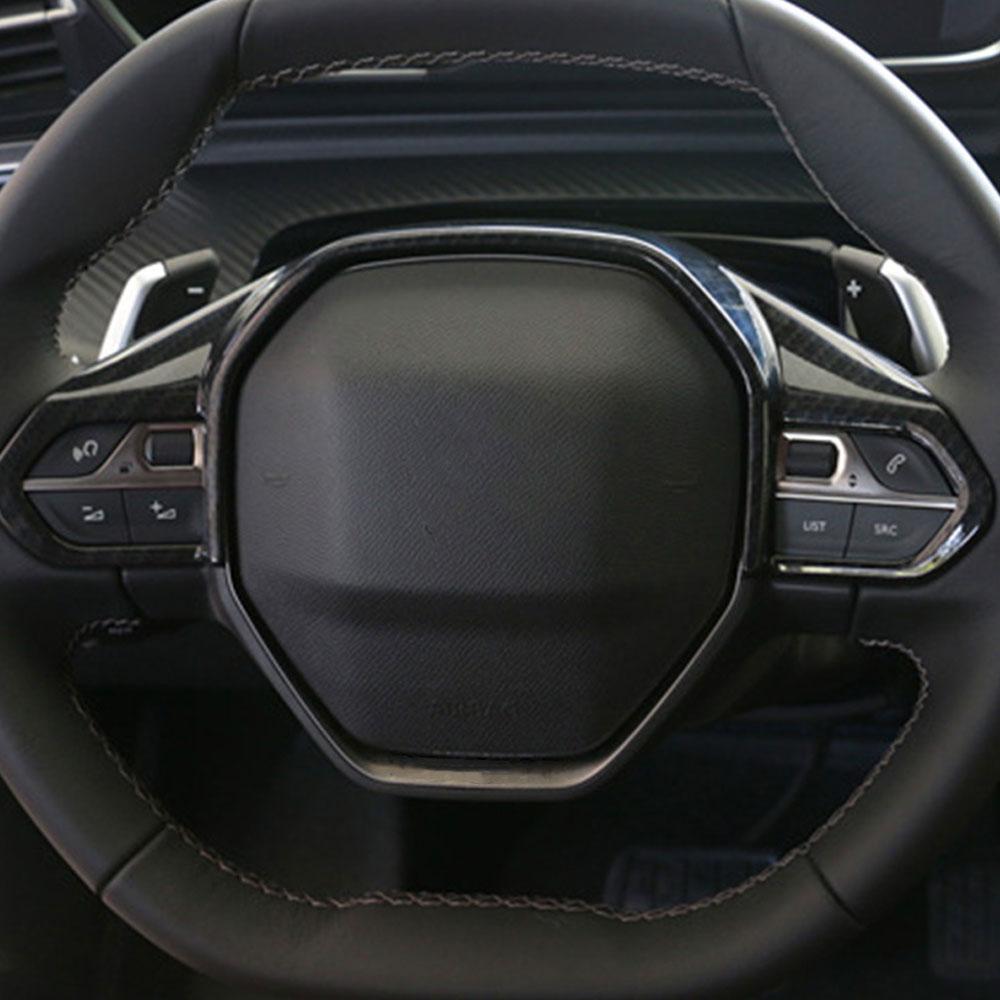 ABS Car Steering Wheel Button Panel Sticker Decorative Frame Cover Trim for Peugeot 3008 GT 4008 5008 Interior Accessories