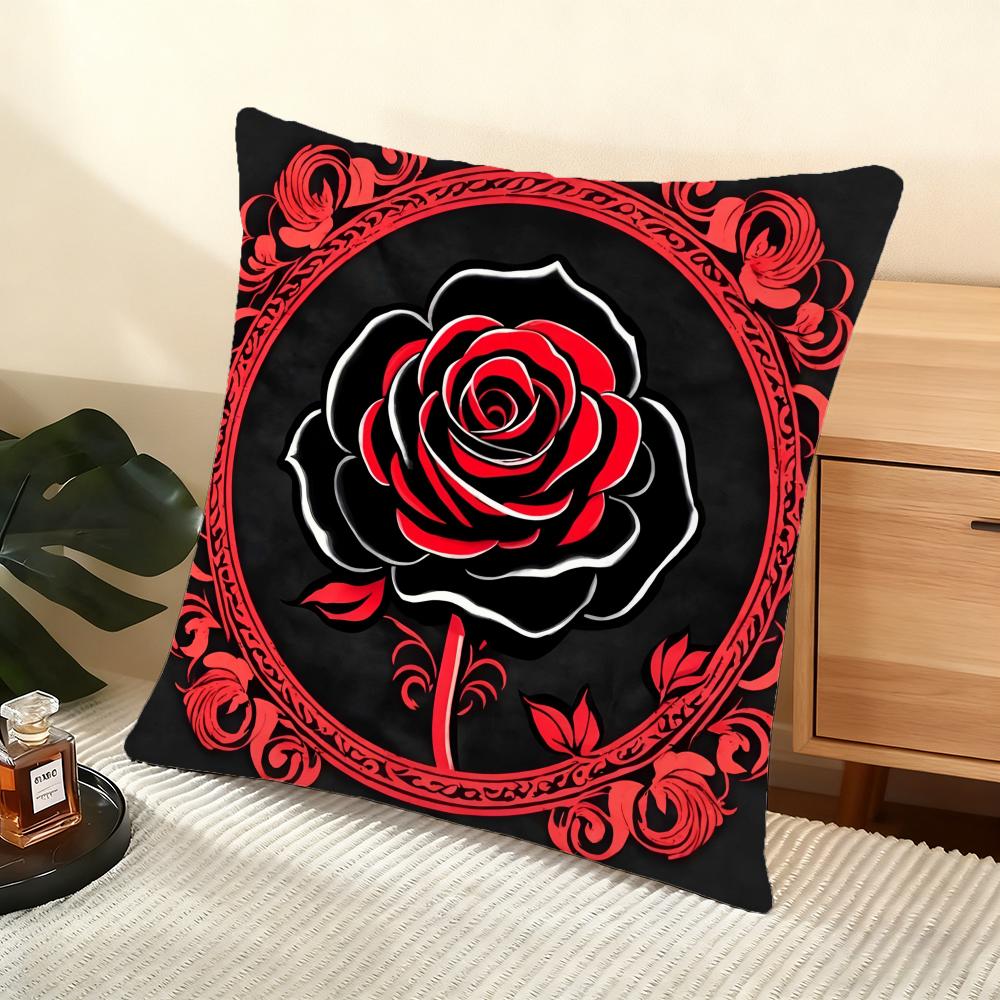 Dead Rose Cushion Cover Soft Short Plush Pillow Cover Smooth Cozy Texture Aesthetic Cushion Case Home Decor