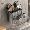 Removable Wall Hook Rack Chopstick/Cutter Storage Rack, Mounted Suction Cup Installation, Heavy Duty Carbon Steel Cutter Utensils And Cutlery