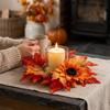 Plastic Circular Sunflower Maple Candle Ring Wreath Harvest Pillar Candle Surround Ring  Home Decor