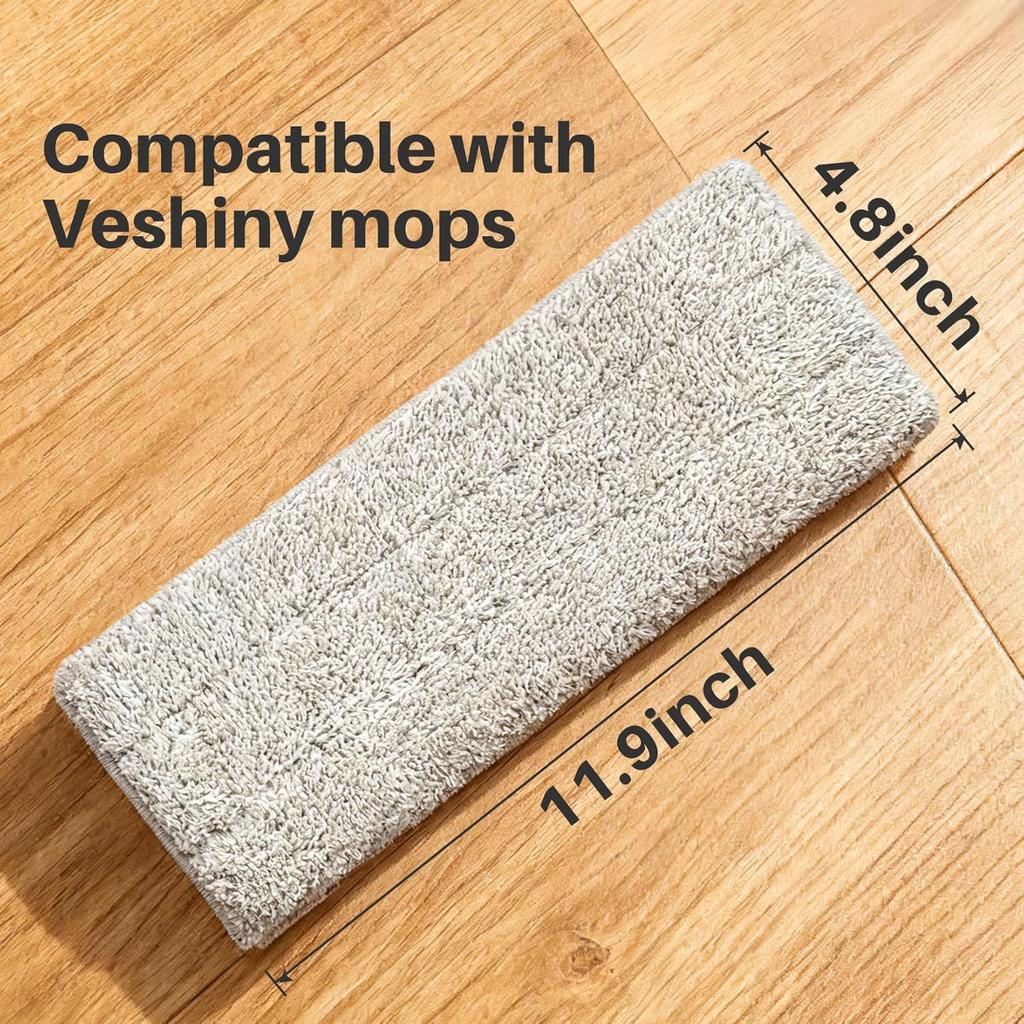 Mop Replacement Pads, 4-Pack Microfiber Cleaning Cloths for Flat Mop, Washable, Highly Absorbent for Floor Cleaning
