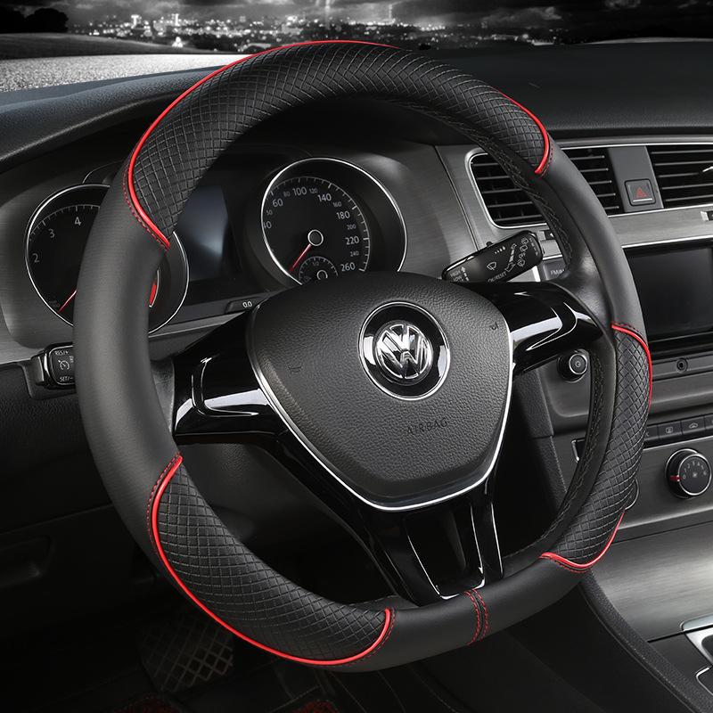 Universal All-Season Anti-Slip Leather Steering Wheel Cover for Cars, Minivans, and Pickups