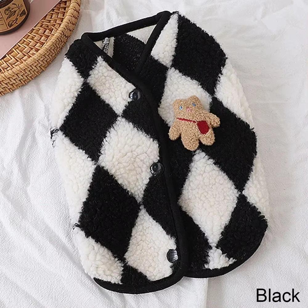 Winter Warm Pet Puppy Clothes Plaid Fleece Pet Outfits Coat Jack Dog Clothes Yorkies Costume Cute Bear Vest Dogs Clothing