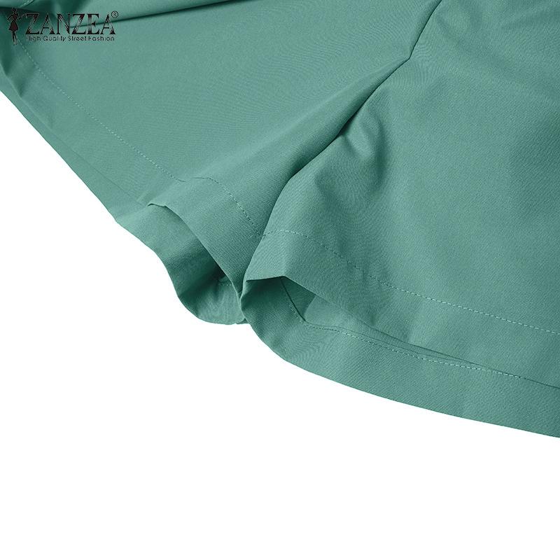 ZANZEA Damen-Shorts, lässig, elastische Taille, lockere Sommer-Shorts
