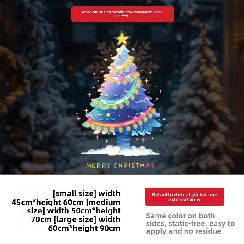 

Красочные наклейки на рождественскую елку, Атмосферные украшения для витрин в торговых центрах, Наклейки на стеклянные двери ресторанов small 45 * 60CM