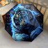 1 PC Automatic Folding Umbrella - Electric Tiger Pattern, Portable & Foldable Design with 8 Ribs, Christmas Birthday Gifts