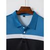 Fashion Men's Casual POLO Shirt Lapel Button Down Business Stripe Colour Block T-Shirt Tops