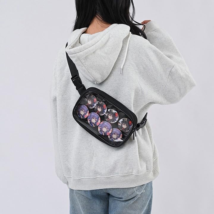 Geanta Ita utilizabila Rucsac Ita Rucsac Ita Capacitate mare Rucsac mare Transparent Otaku Otakatsu Oshikatsu Negru Negru [Harujio] Detasabil/2WAY