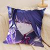 Raiden Shogun Genshin Impact Cushion Cover Silky Short Plush Invisible Zipper Dustproof Sofa Pillow Case For Home Decor