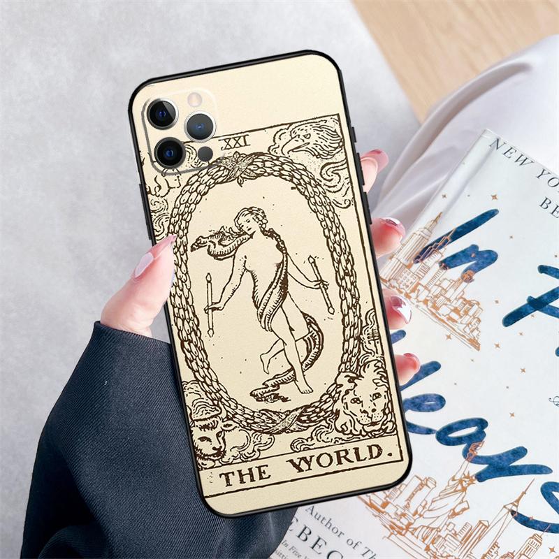 Tarot Card Astrology Sun Moon Lover Phone Case For iPhone 16 Pro Max 11 12 13 Mini 14 15 Pro Max XR 15 16 Plus 16e Cover Coque