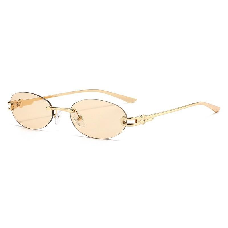 Y2k Cat Eye Oval Sunglasses With Metal Frame Uv400 For Outdoor Fashion