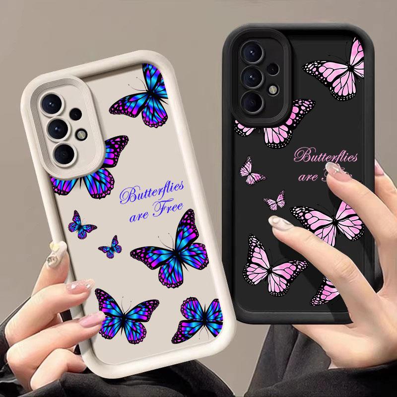 Butterfly Glitter Butterflies Case For Samsung Galaxy A55 A35 5G A13 A54 A53 A52 A34 A33 A32 A14 A23 A24 A12 A51 A71 Phone Cover