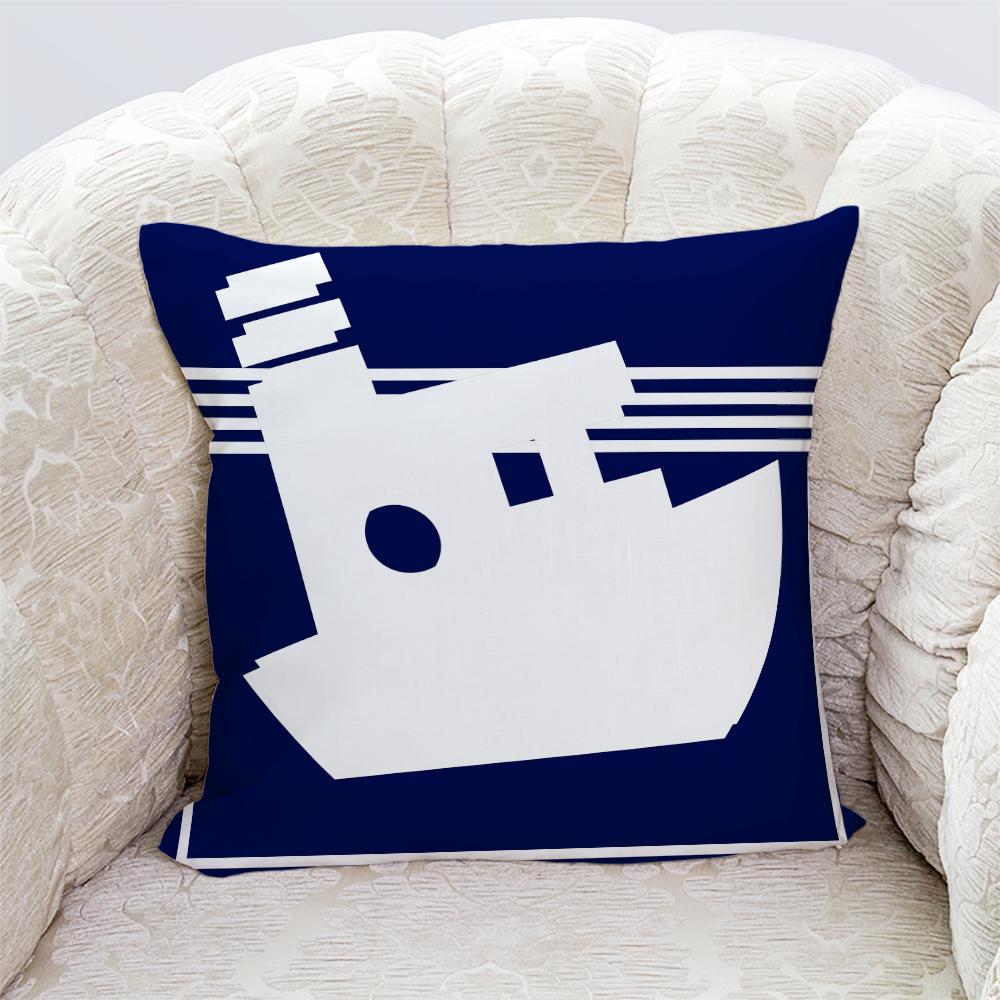 Starfish Shell Compass Anchor Nautical Series Printed Pillowcase Living Room Sofa Cushion Cover Bedroom Room Home Decoration