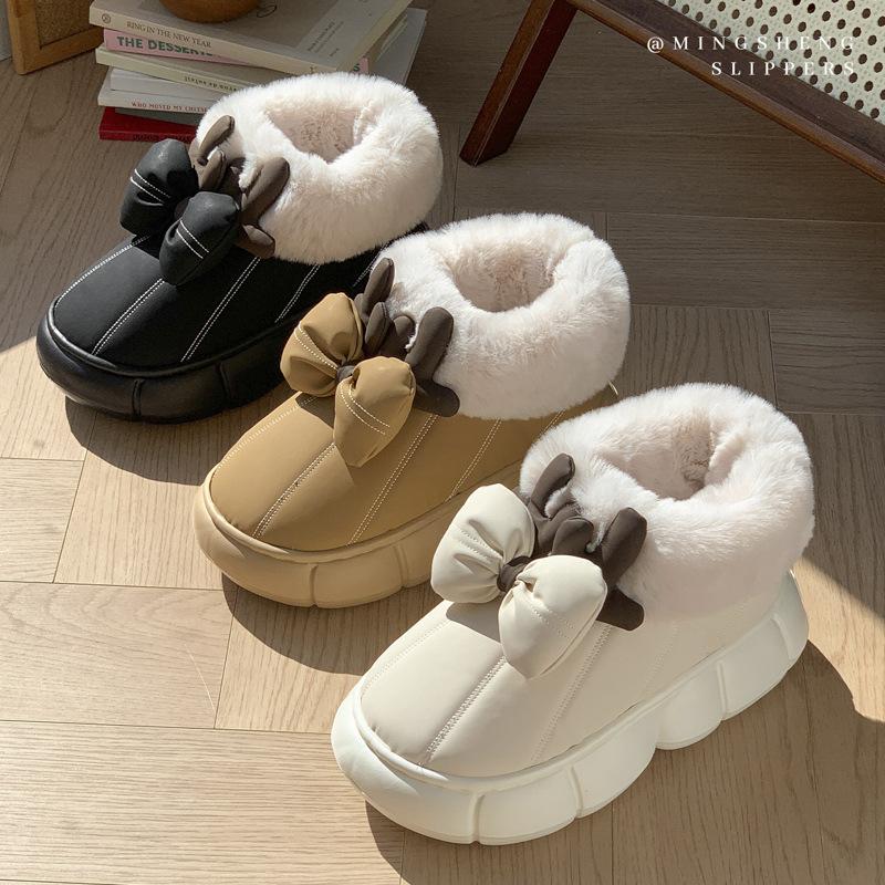 Fashion Women Indoor Fluffy Slippers Winter Warm Shoes Soft Faux Fur Thick Sole Light Weight Anti-slip Couples Home Floor Slipper