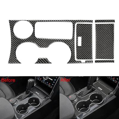 Car Interior Carbon Fiber Gear Shift Box Panel Cover Trim For Ford Explorer 2013-2019 Water Cup Holder Panel Decorative Stickers