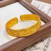 Vietnamese Gold Peony Engraved Wide Bangle: Symbol of Prosperity for Women - Ideal Wedding Jewelry