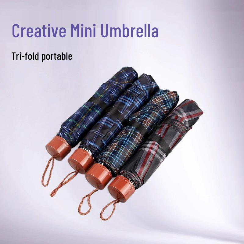 Ombrello pieghevole a tre ante: Manuale, Rinforzato, Design Grande Pieghevole per Sole e Pioggia