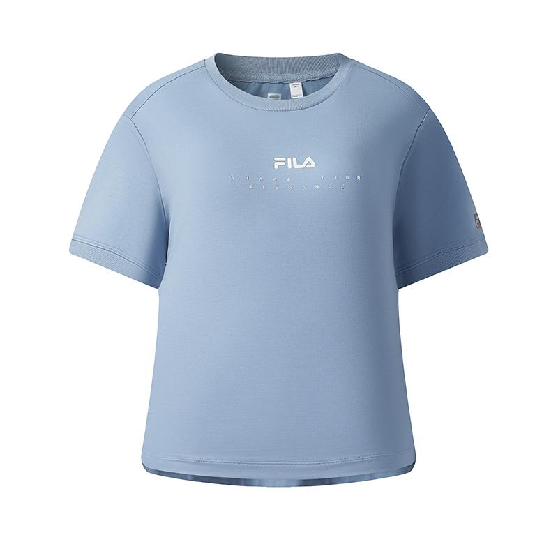 FILA Fitness Fashion Simple Casual Sports Versatile Comfortable Short Sleeve T-Shirt Women Tops Light-Blue A11W531111FBU