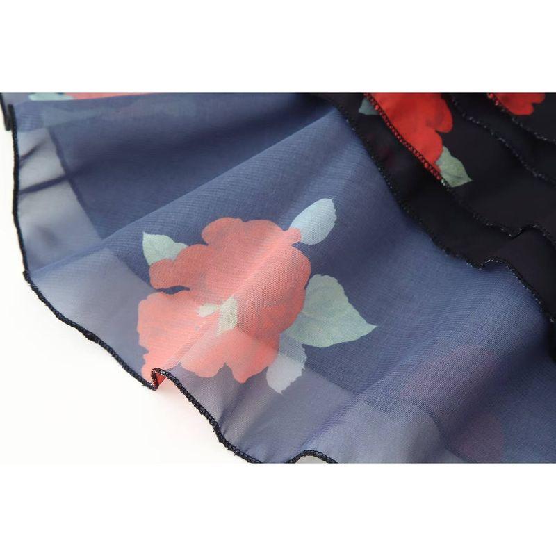 Kaslead New Women Clothes Western Style Flower Print Laminated Top Skirt 4661073 4661436