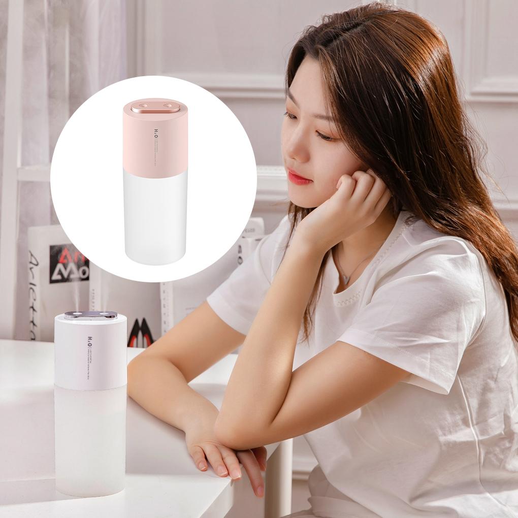 Humidifier Dual Sprayer Diffuser 3W 400ml Adjustable Air Humidifier for Home Car, White, USB