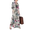 Long Shirt and Long Floral Maxi Resort Plus Sizes Popular Floral Print [kisetsumate] Women's Cotton-Linen Dress, Dress, Spring, Summer, Fall, Sleeve,