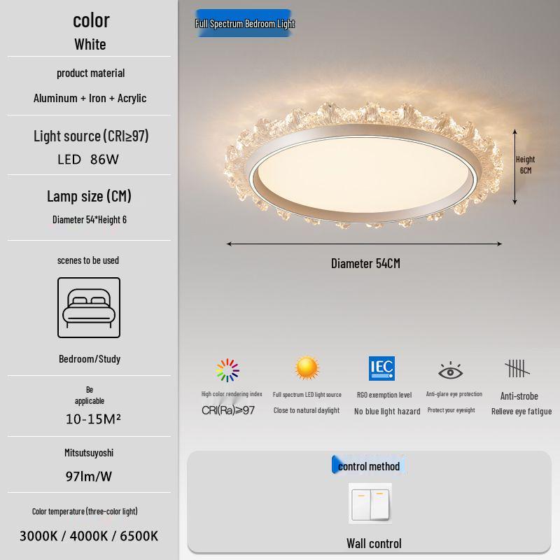 Modern Smart Bedroom Ceiling Light, Full Spectrum Eye-Care, Luxury Design