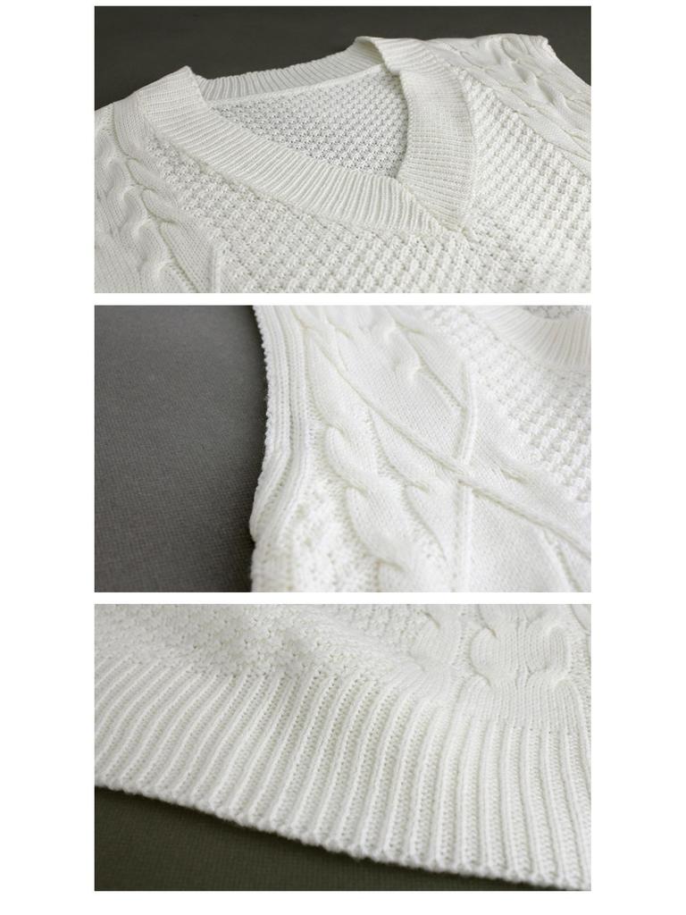 Women's V-Neck Sleeveless Twist Knit Sweater Vest