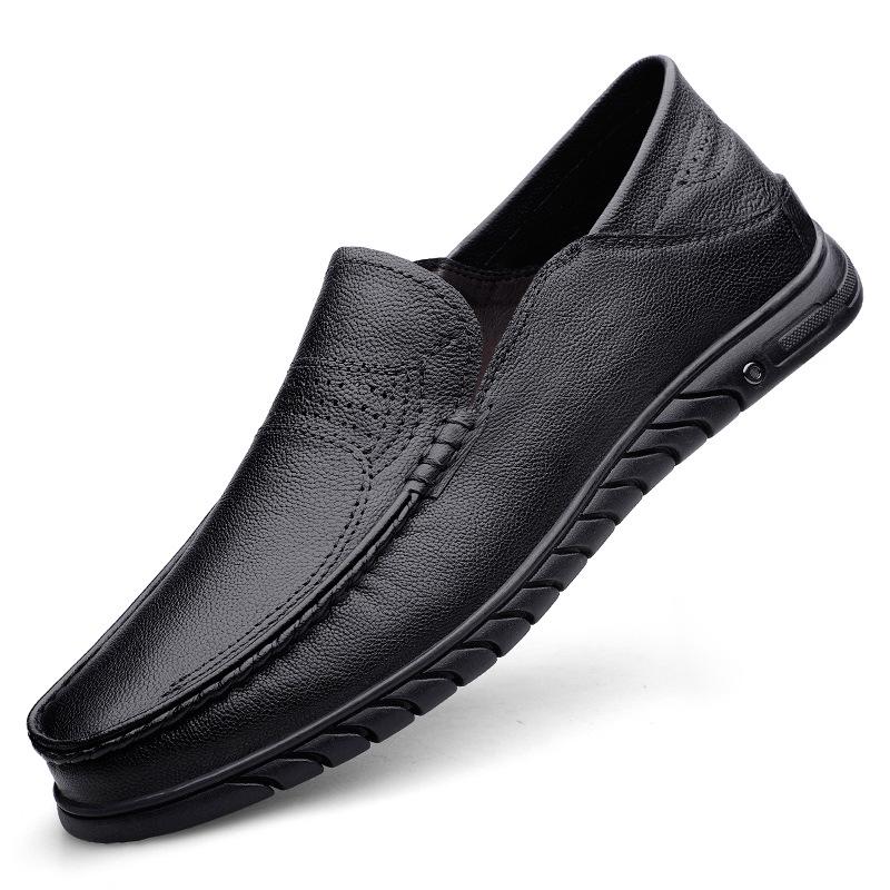 Men s Autumn Slip-On Cowhide Leather Loafers: Breathable Casual Driving Shoes 39