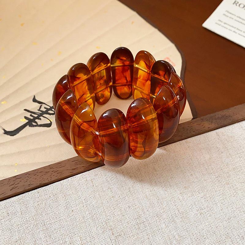 Bracciale Ovale in Acrilico Marmo Europeo e Americano - Pezzo di Gioielleria Retro alla Moda